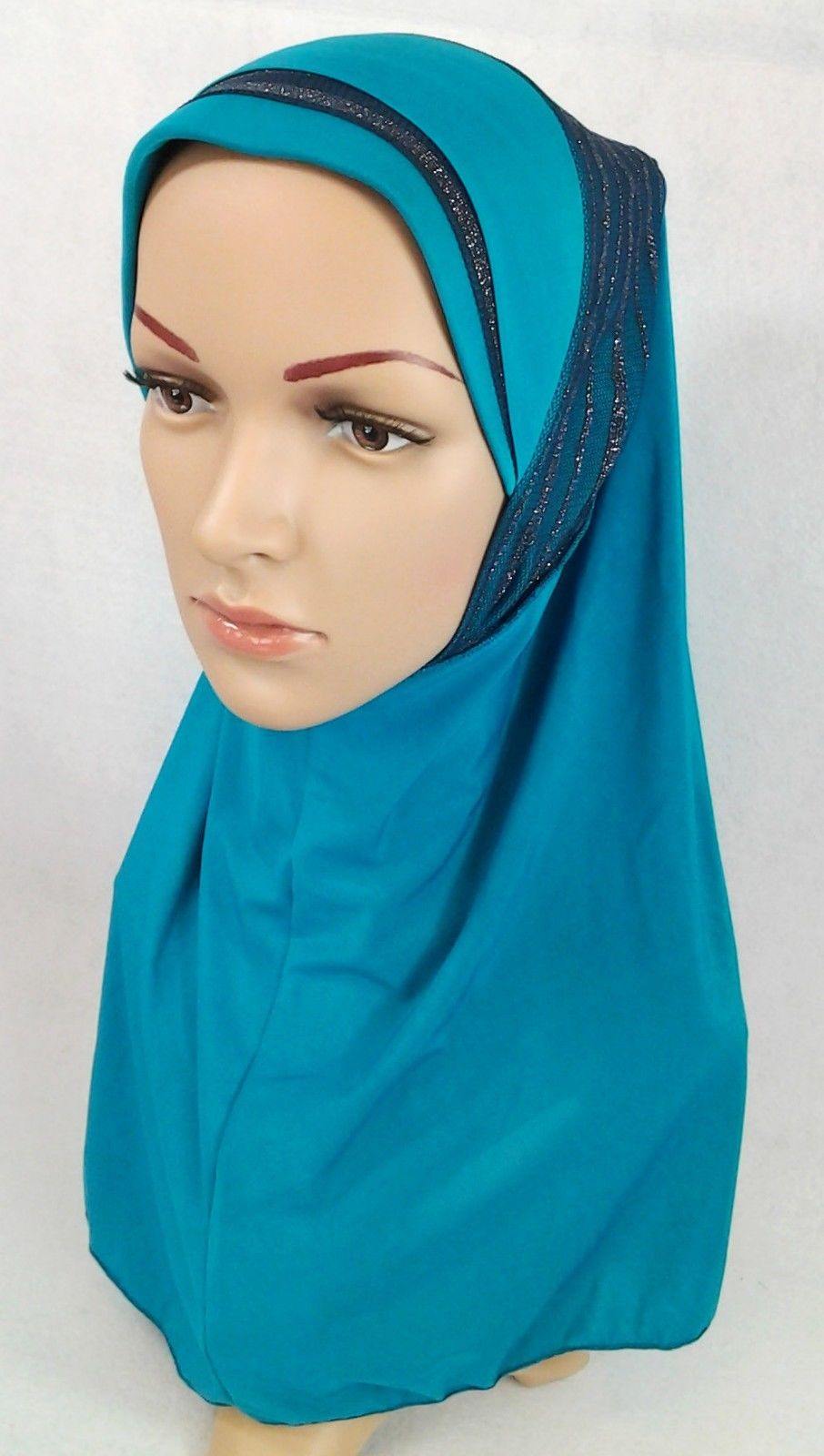 High Quality Viscose Lycra Lace Muslim Hijab Islamic Scarf Shawls Slip-on