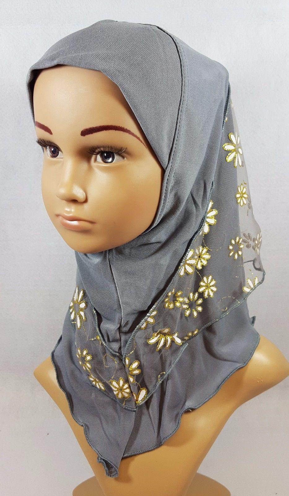 Crystal Hemp Toddler Children Kids Hijab Islamic Scarf Shawls -7270