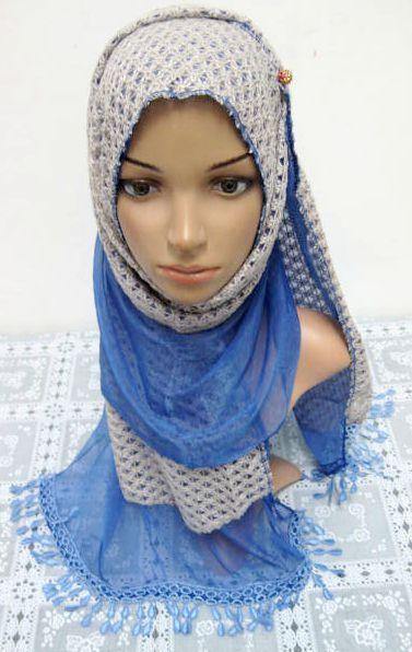 Women's Muslim Autumn Scarves Shawl Wrap Hijab knitting padded