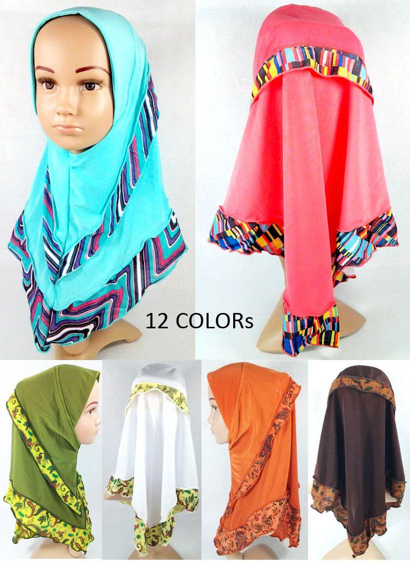 Crystal Hemp Kids Toddler Children Islamic Hijab Islamic Scarf Shawls -0102