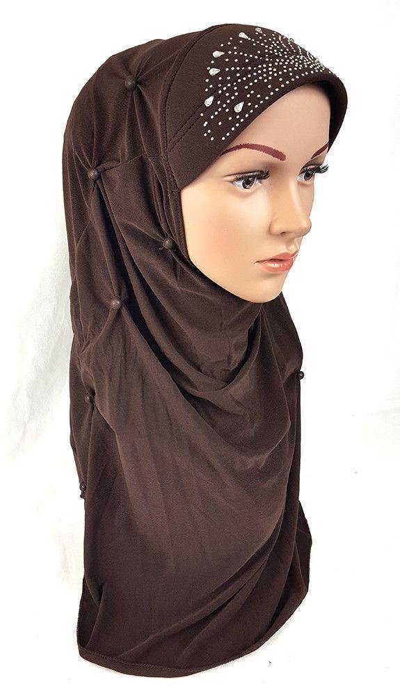 Crystal Hemp Over Chest Hijab Muslim Scarf Islamic Amira Hijab