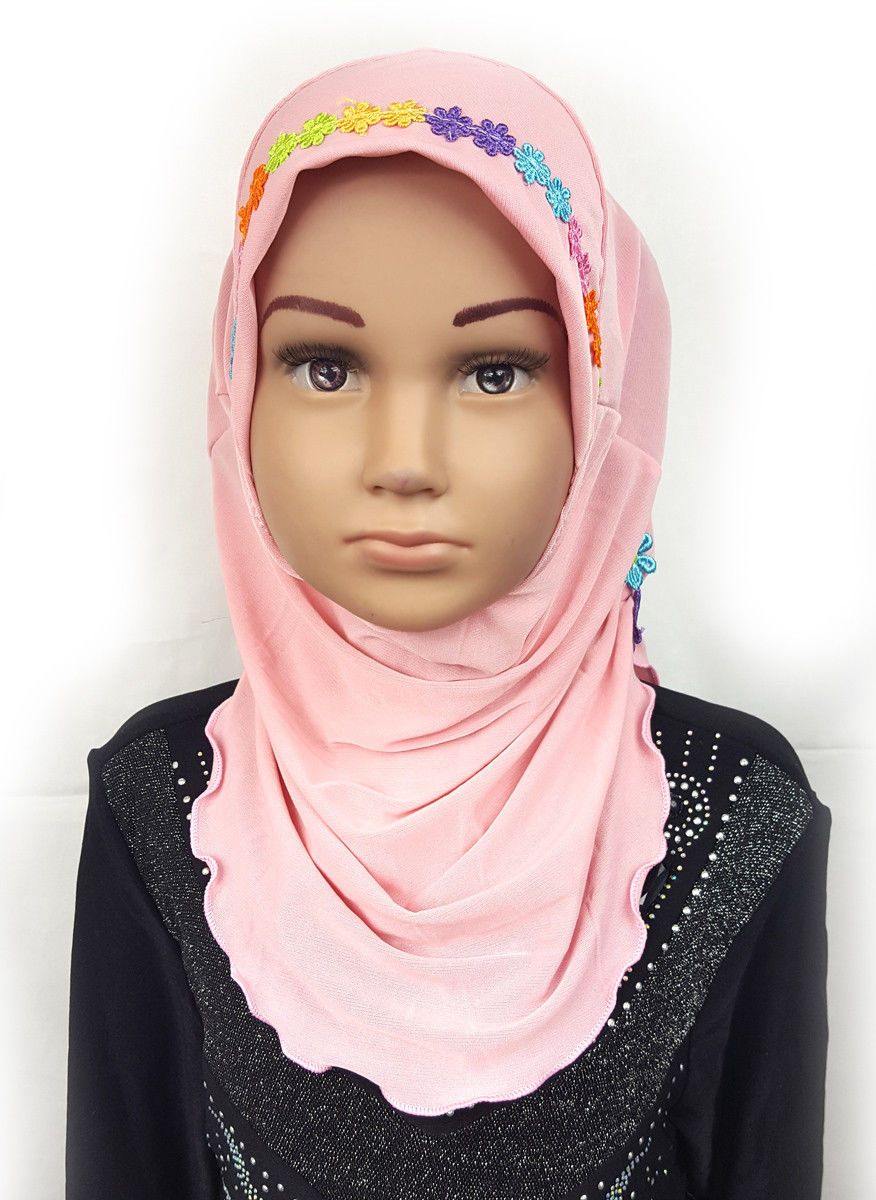 Crystal Hemp Toddler Kids Children Hijab Islamic Scarf Shawls -9397