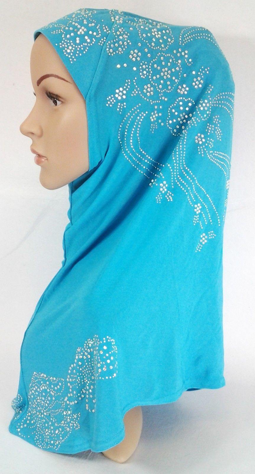 One-Piece Rhinestone Muslim Hijab Scarf Viscose CrystalHemp