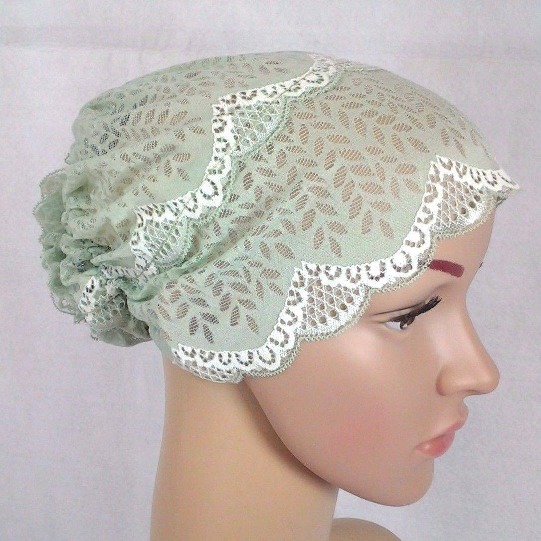 Full Lace Muslim Inner Hijab Caps Flower-Back Islamic Underscarf Hats