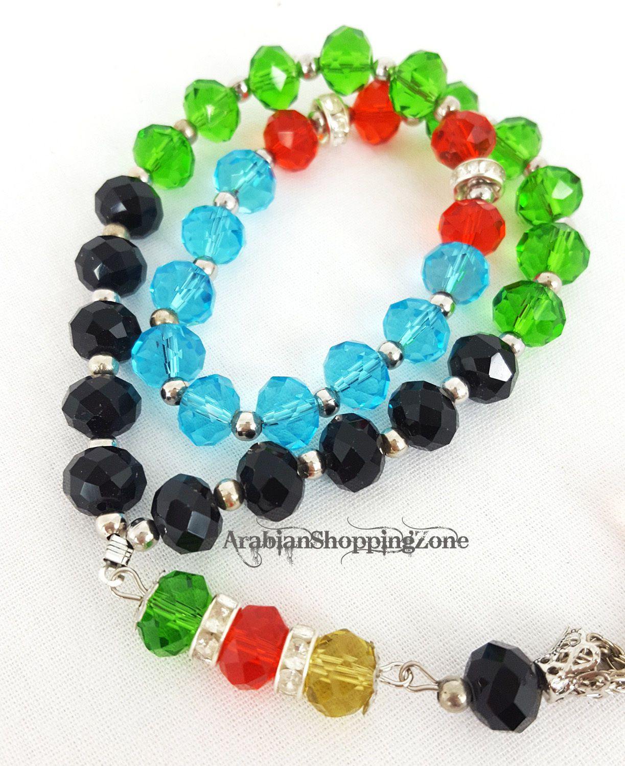 Islamic Salah 10mm Crystal Multi-Colored Prayer Beads 33