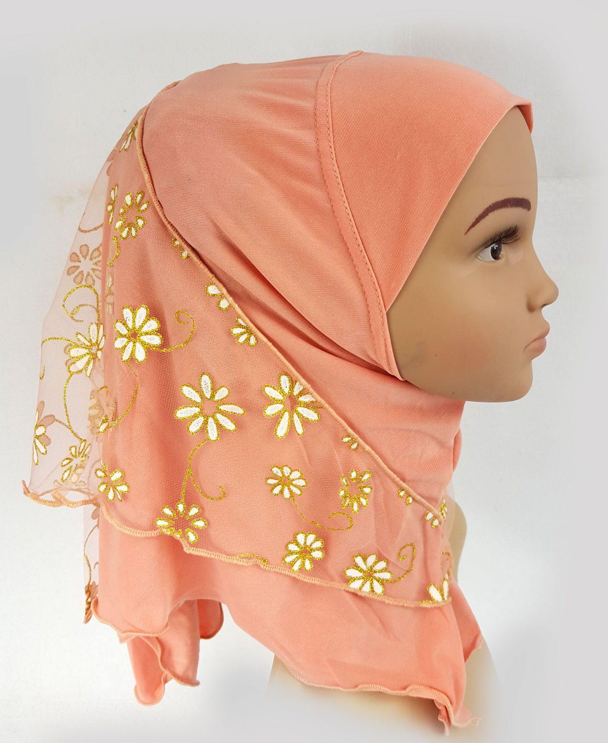 Crystal Hemp Toddler Children Kids Hijab Islamic Scarf Shawls -7270