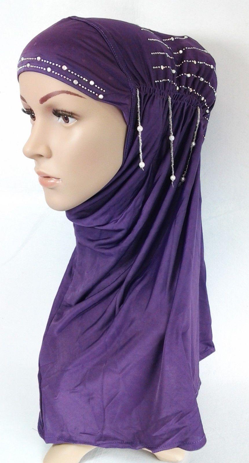 Ice Silk Rhine Stone Hijab Islamic Caps Headwear Arab Scarf ASZ088