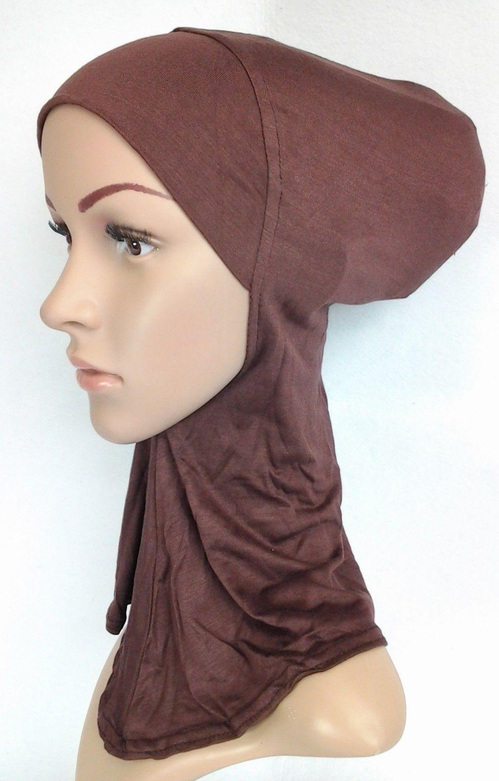 Women's Under Scarf Hat Cap Bone Bonnet Hijab Islamic Neck Cover Muslim