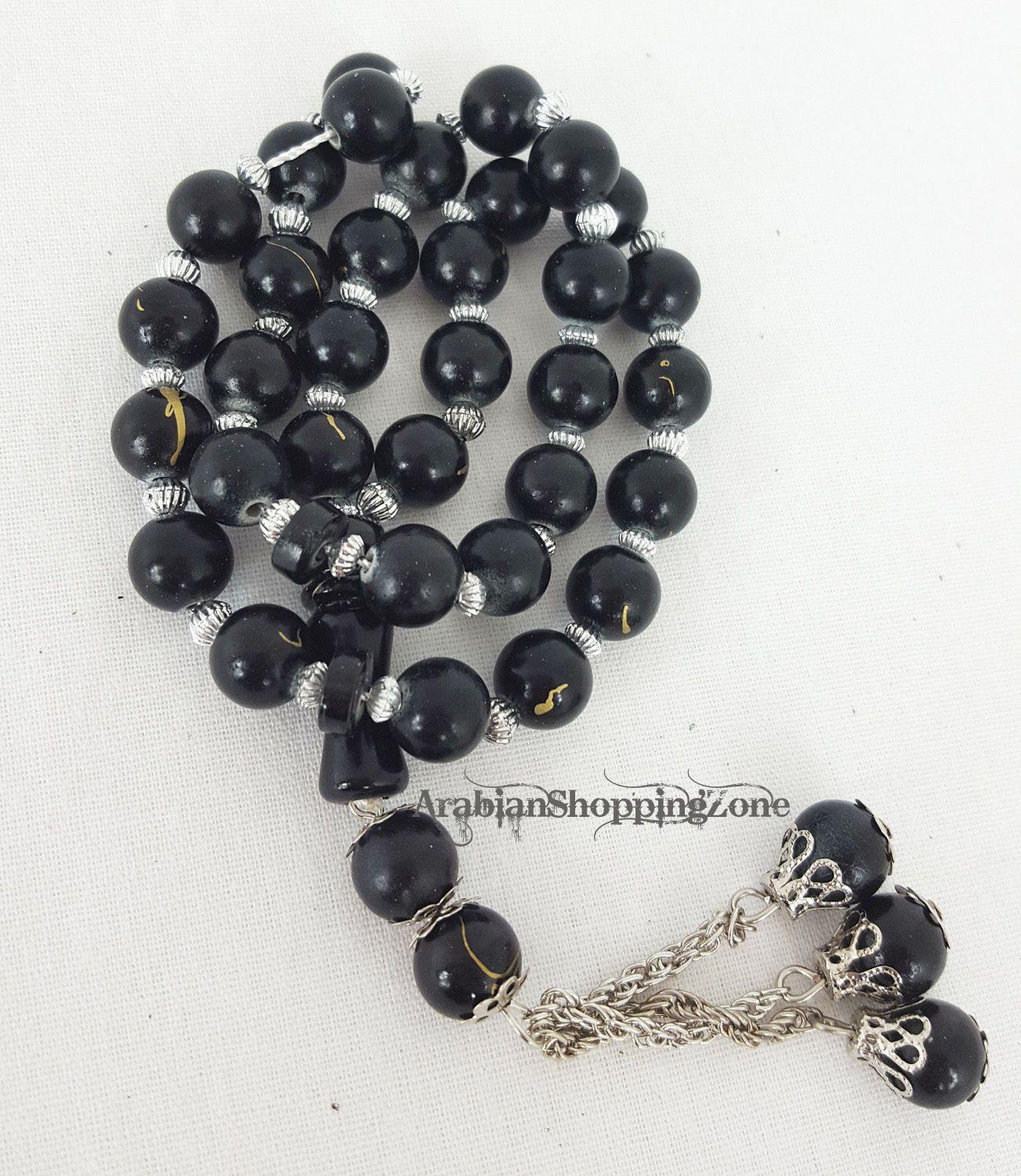 Islamic Salah 10mm Gilted Prayer Beads 33 Misbaha Tasbih Sibha Masbaha