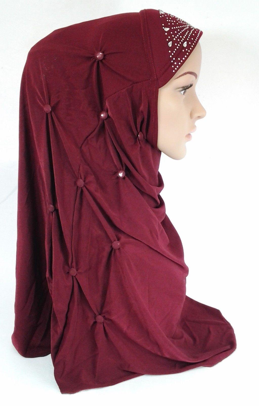 Crystal Hemp Over Chest Hijab Muslim Scarf Islamic Amira Hijab