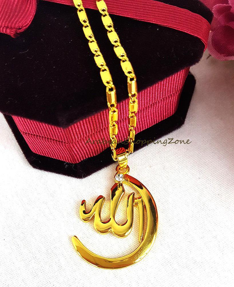 Allah Name Pendant Necklace For Women Silver-Gold Color Zirconia