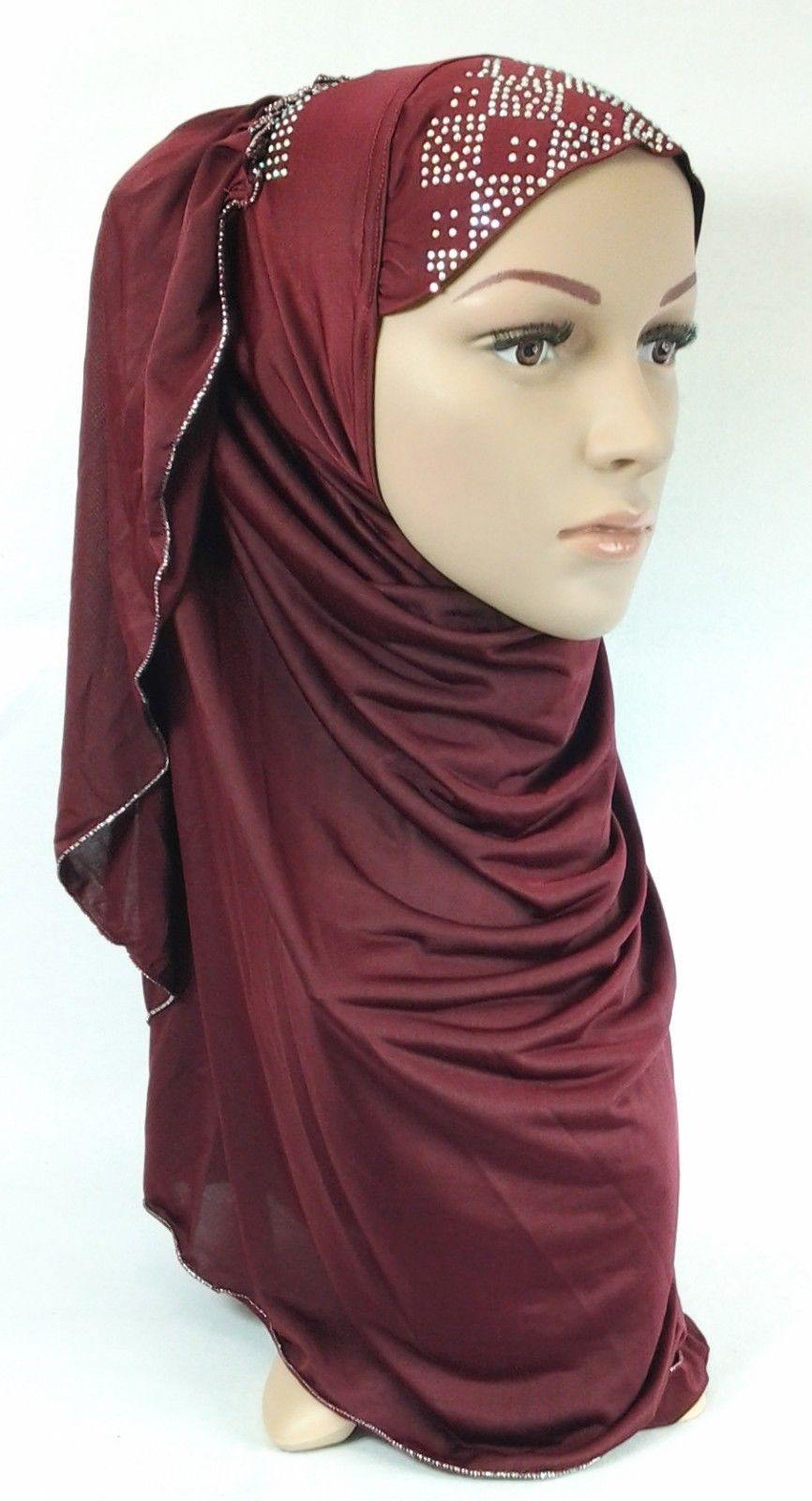 Pull-on Easy Muslim Hijab Fashion Islamic Scarf Viscose Ice Silk MLl061