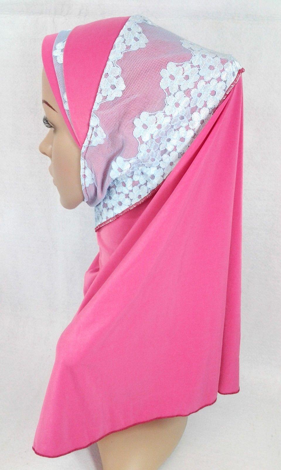 High Quality Viscose Lycra Lace Muslim Hijab Islamic Scarf Shawls Slip-on