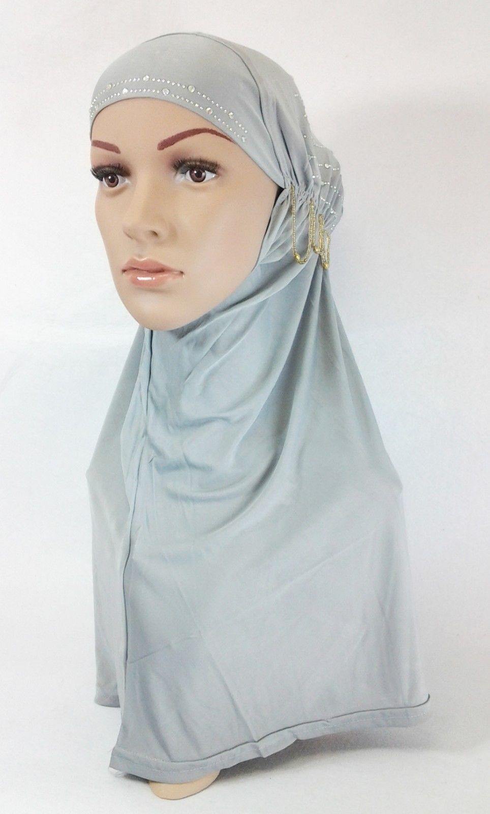 Polyester Ice Silk RhineStone Hijab Muslim Scraf Islamic Amira ASZ089A