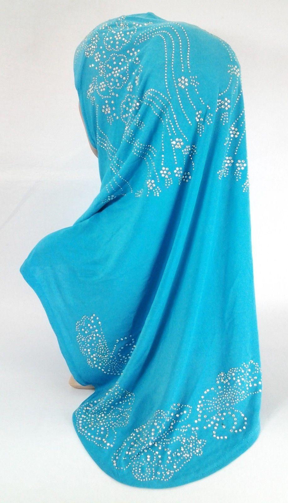 One-Piece Rhinestone Muslim Hijab Scarf Viscose CrystalHemp