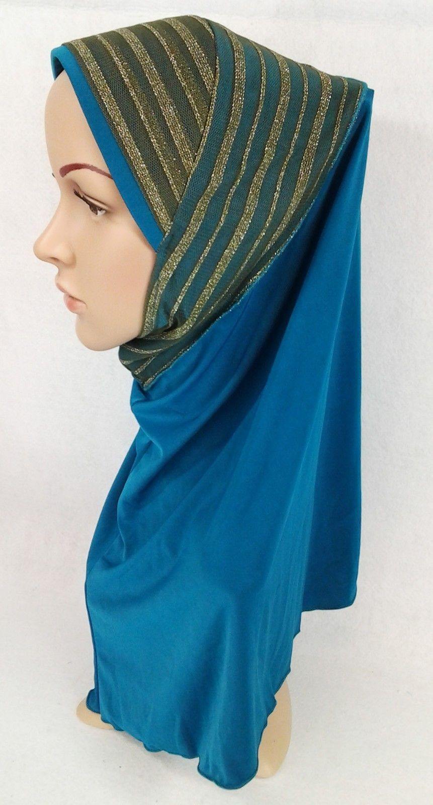 High Quality Viscose Lycra Lace Muslim Hijab Islamic Scarf Shawls Slip-on