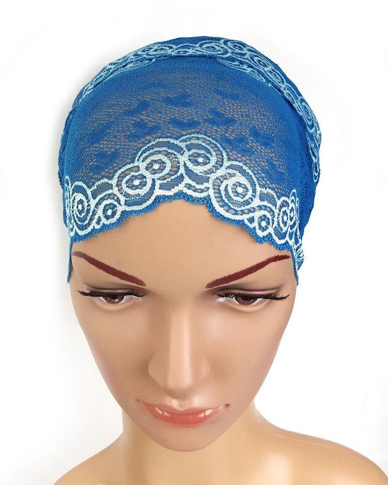 Full Lace Muslim Inner Hijab Caps Flower-Back Islamic Underscarf Hats