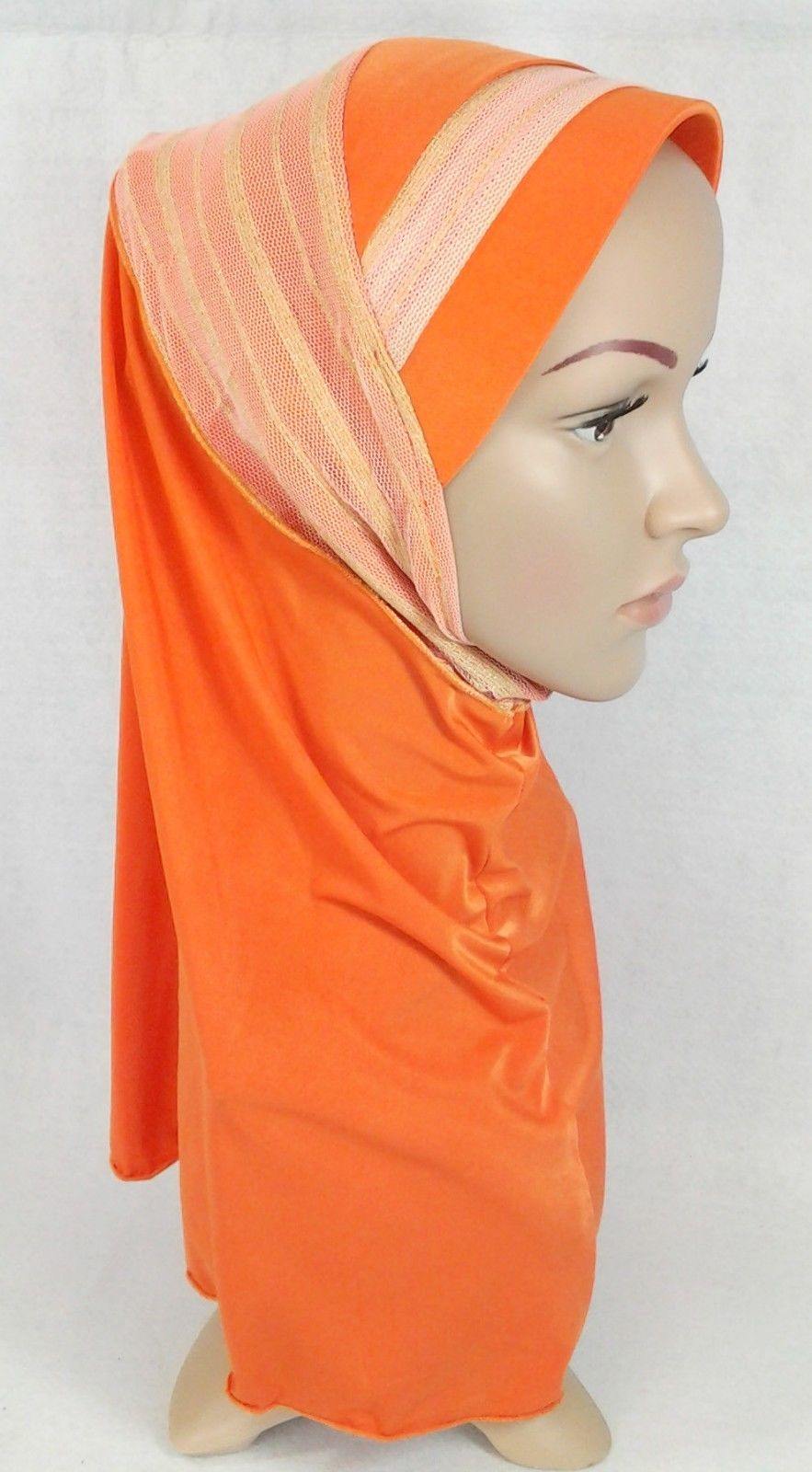 High Quality Viscose Lycra Lace Muslim Hijab Islamic Scarf Shawls Slip-on