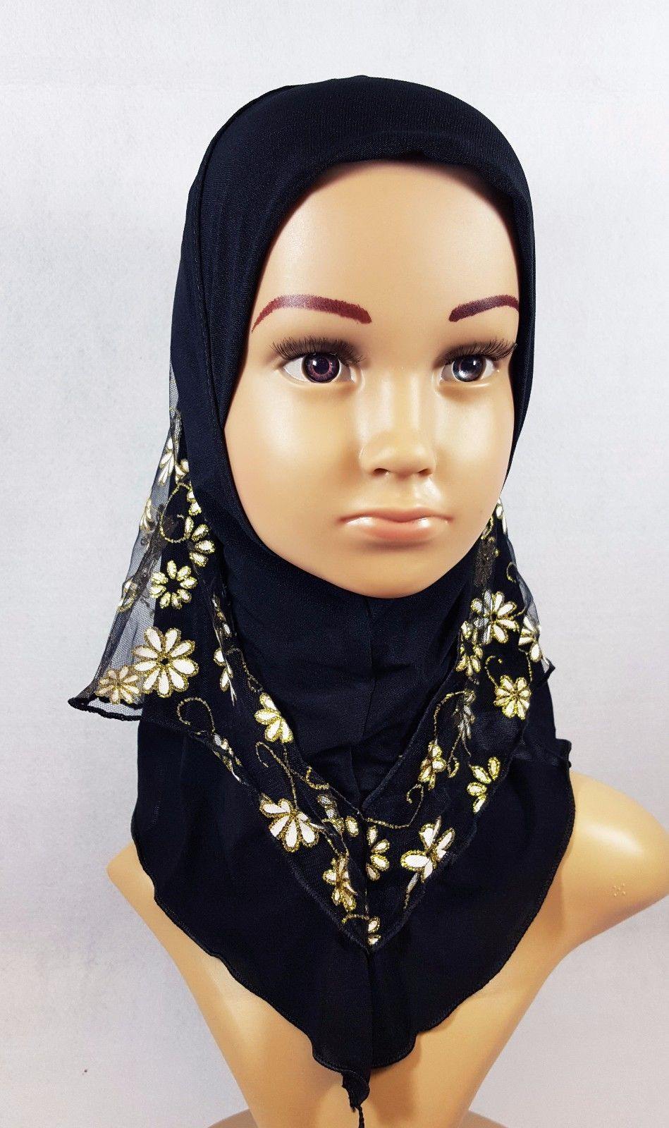 Crystal Hemp Toddler Children Kids Hijab Islamic Scarf Shawls -7270