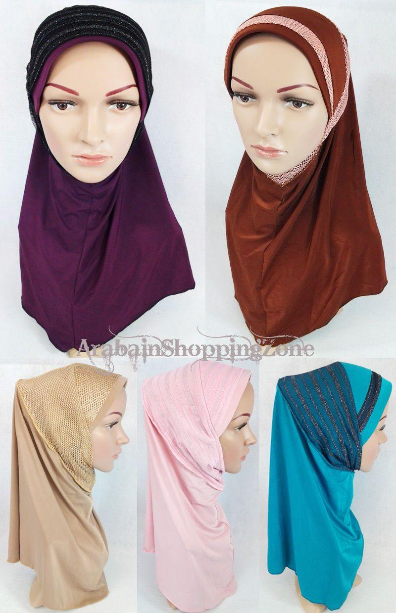 High Quality Viscose Lycra Lace Muslim Hijab Islamic Scarf Shawls Slip-on