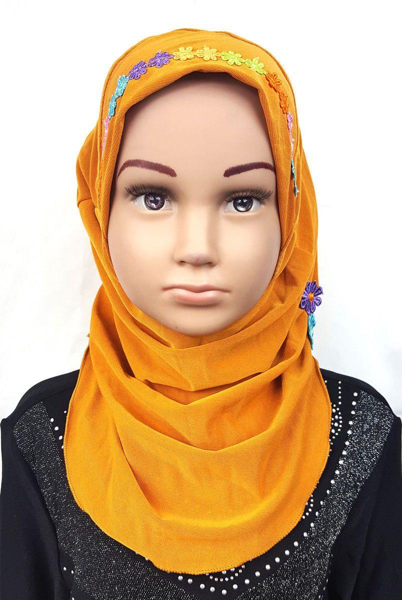 Crystal Hemp Toddler Kids Children Hijab Islamic Scarf Shawls -9397