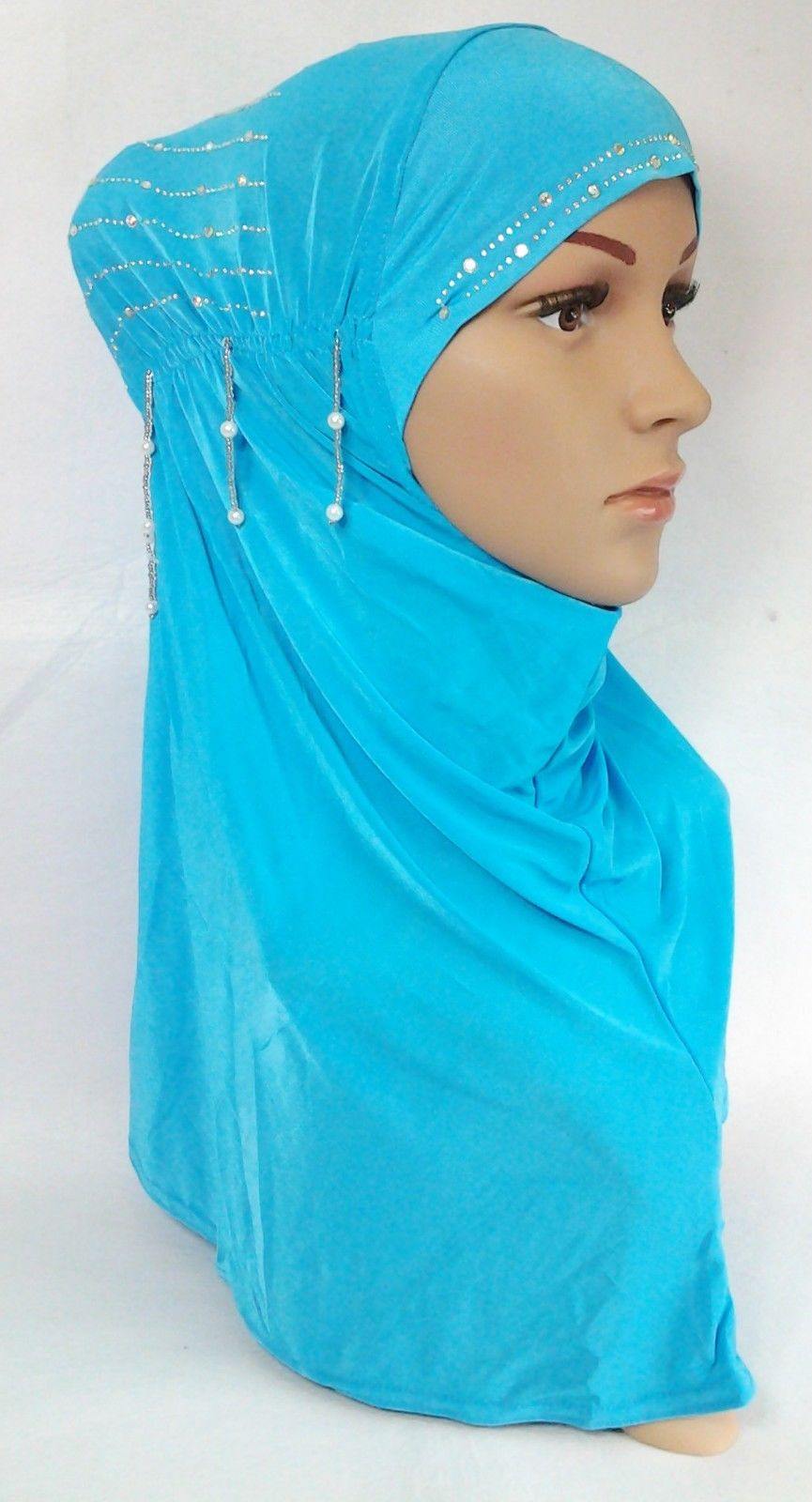 Ice Silk Rhine Stone Hijab Islamic Caps Headwear Arab Scarf ASZ088