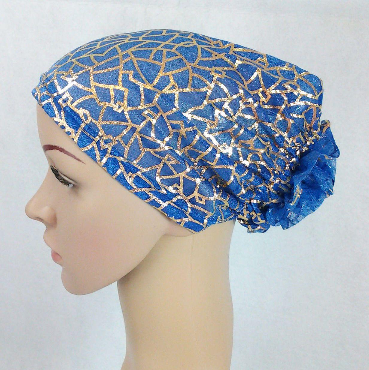 Gauze Gilt-Print UnderHijab Muslim Inner Hijab Caps Hair loss Underscarf