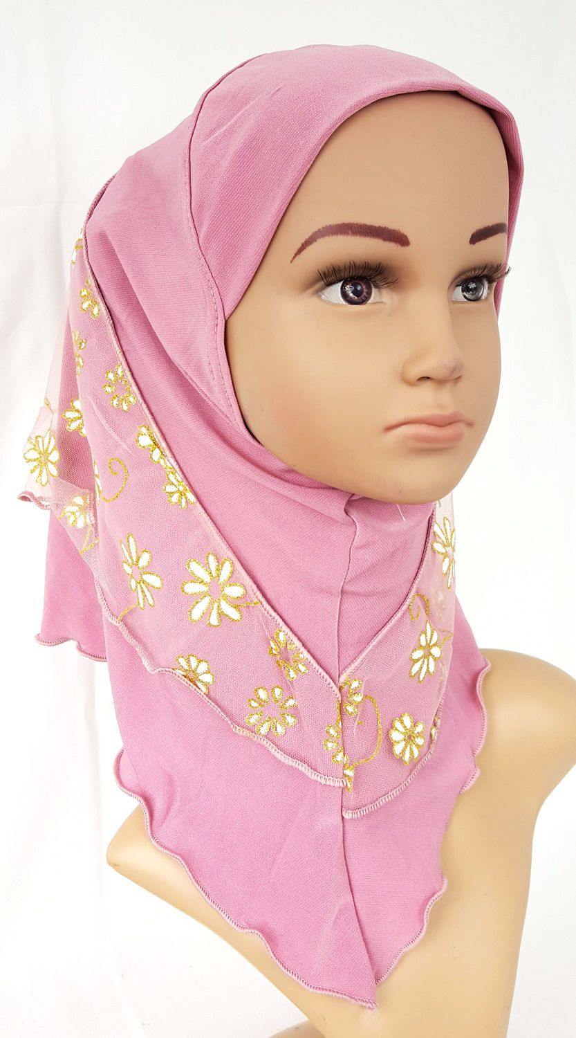 Crystal Hemp Toddler Children Kids Hijab Islamic Scarf Shawls -7270