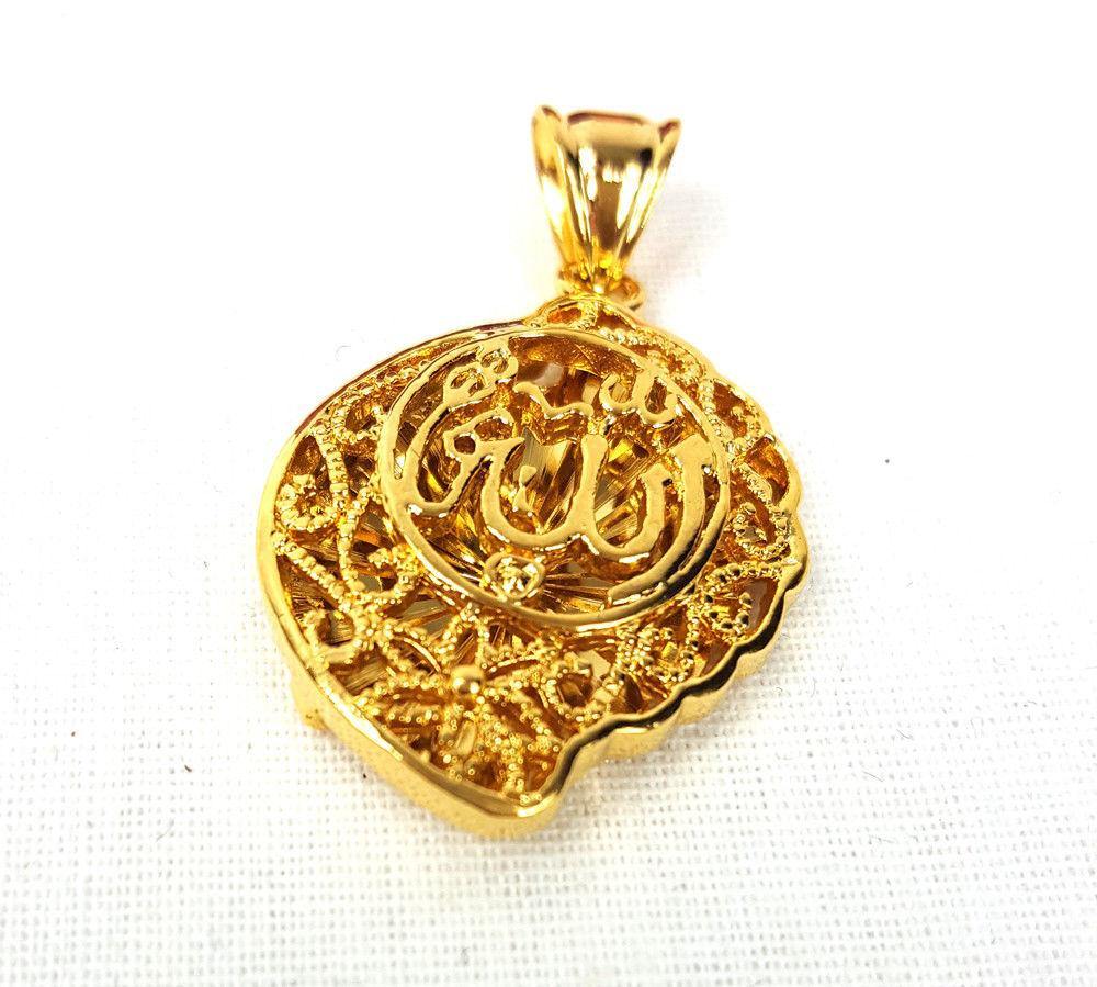 24k Gold Plated Islamic Pendant Copper Necklace