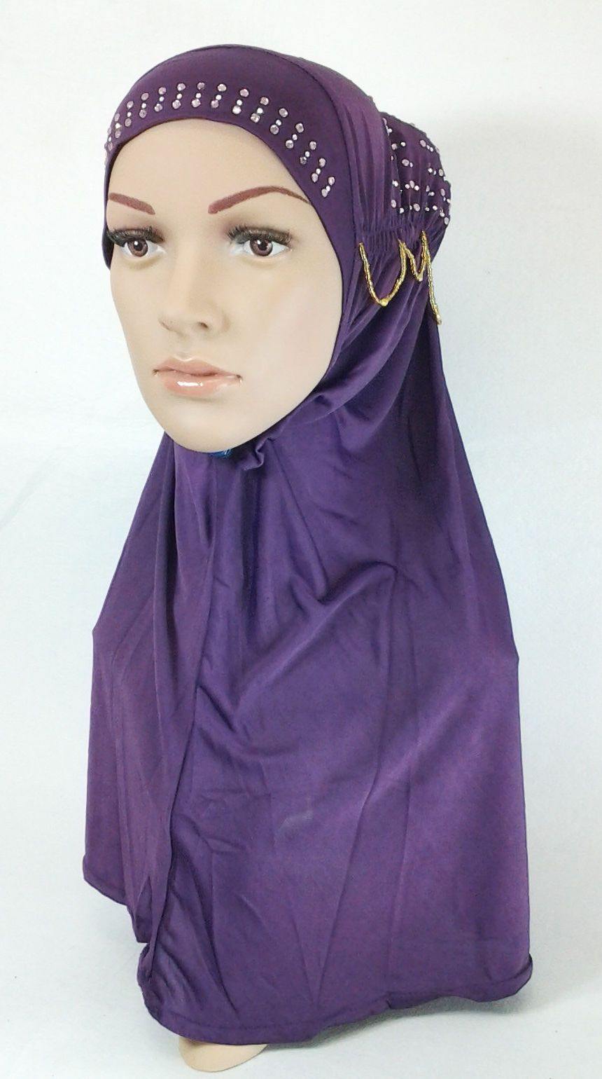 Viscose Ice Silk RhineStone Hijab Muslim Scraf Islamic Amira ASZ089B