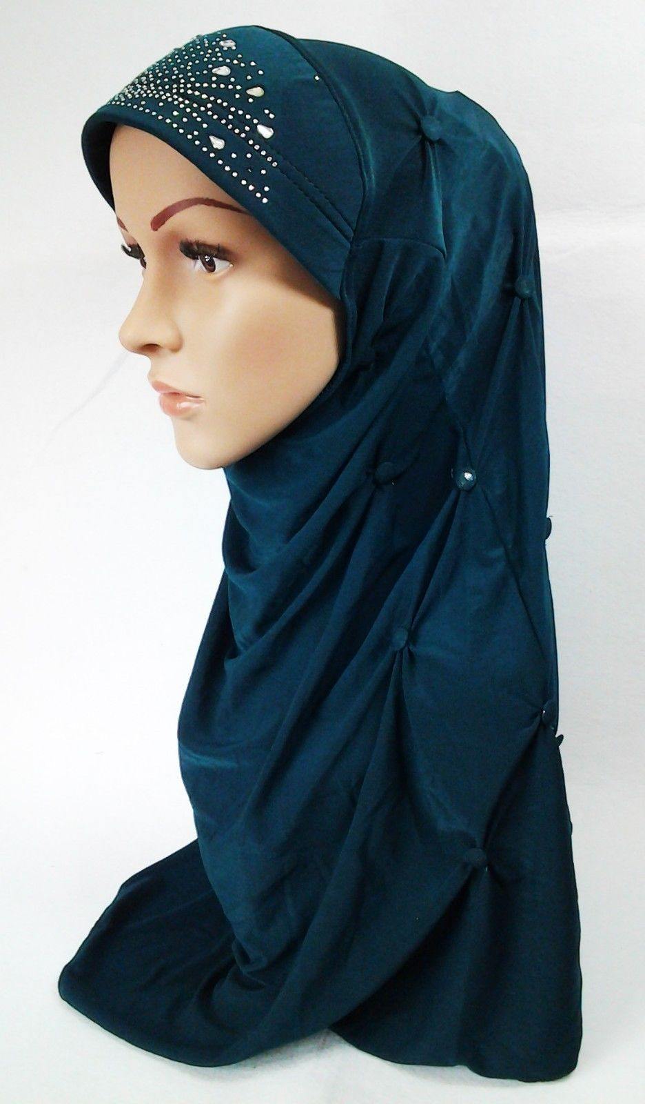 Crystal Hemp Over Chest Hijab Muslim Scarf Islamic Amira Hijab