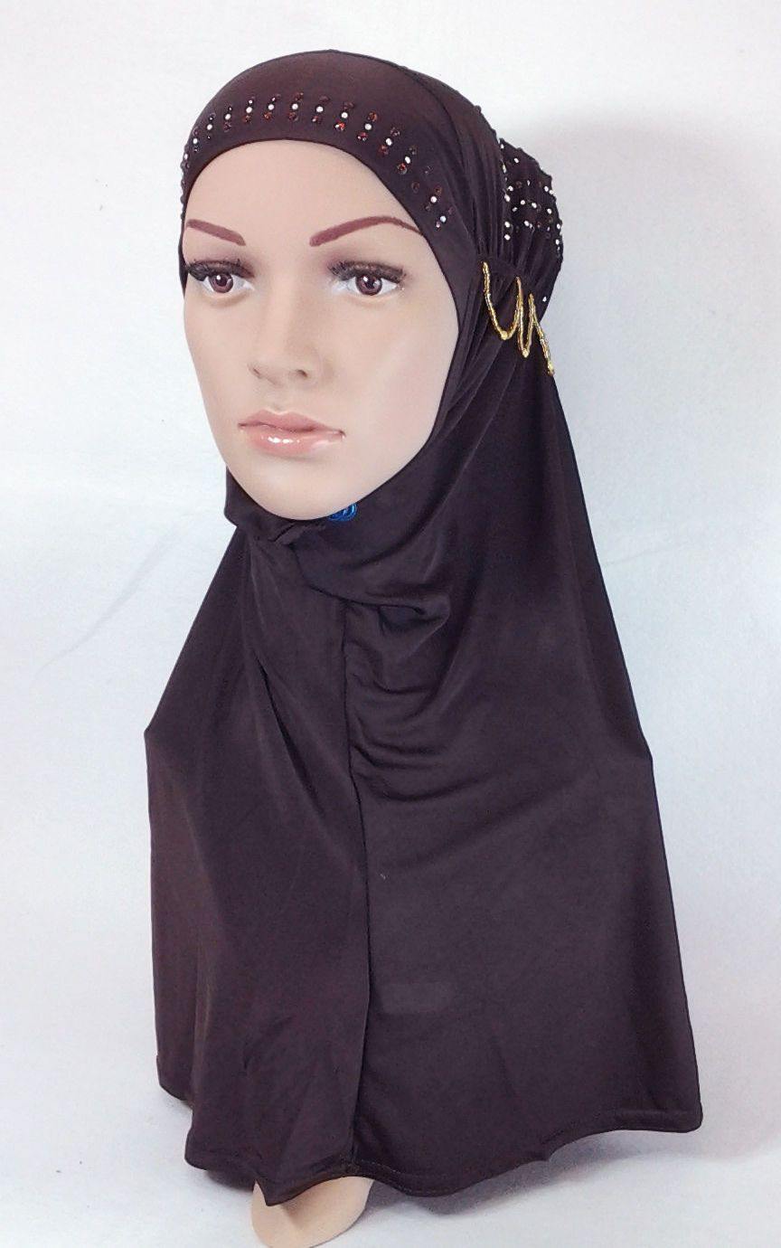 Viscose Ice Silk RhineStone Hijab Muslim Scraf Islamic Amira ASZ089B