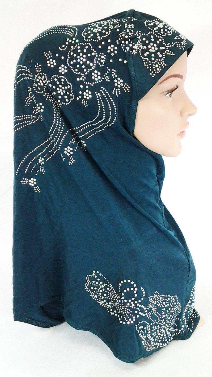 One-Piece Rhinestone Muslim Hijab Scarf Viscose CrystalHemp