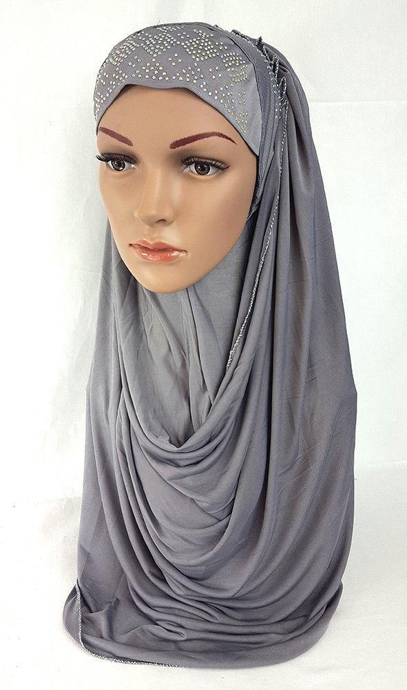 Pull-on Easy Muslim Hijab Fashion Islamic Scarf Viscose Ice Silk MLl061