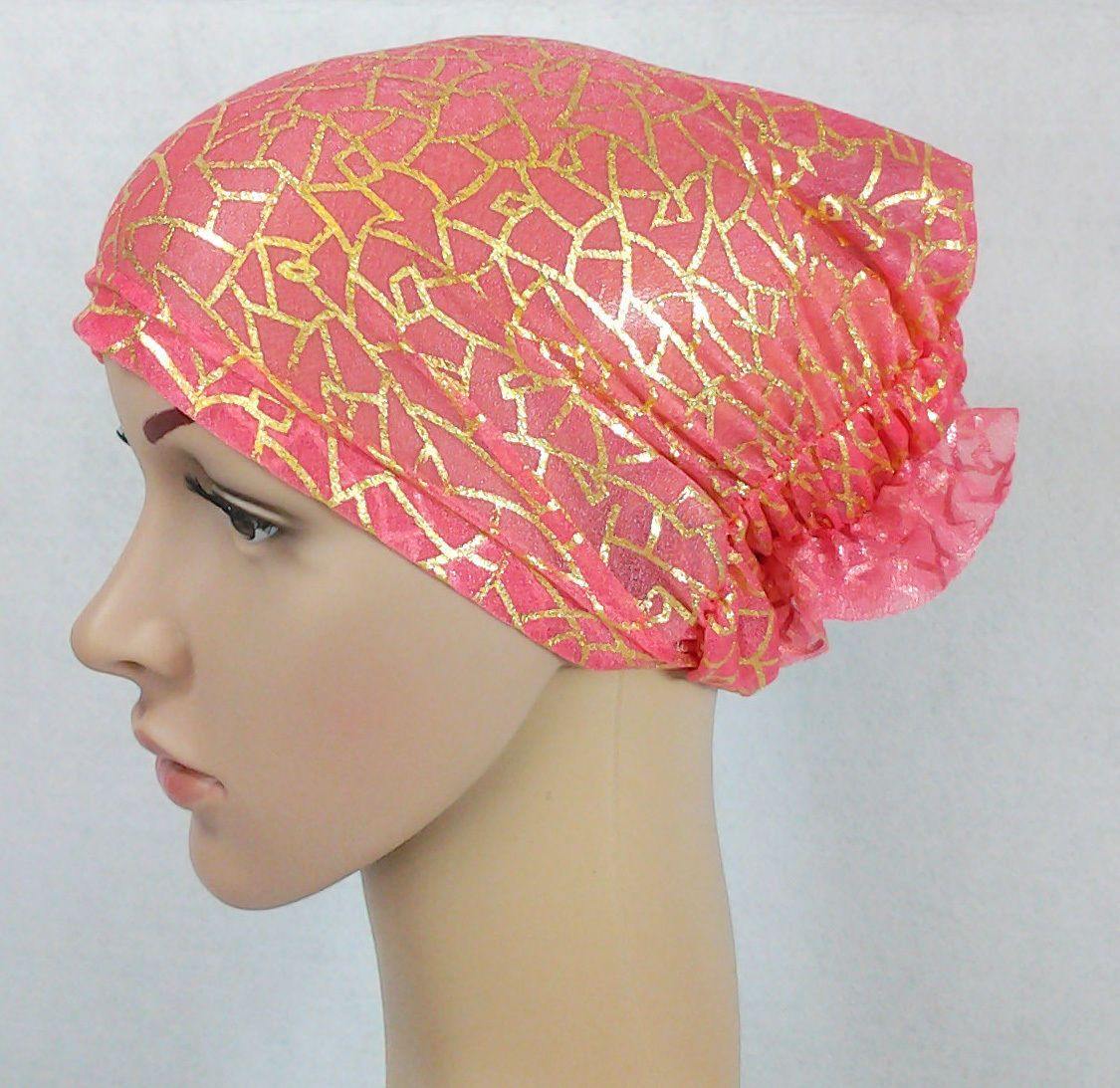 Gauze Gilt-Print UnderHijab Muslim Inner Hijab Caps Hair loss Underscarf