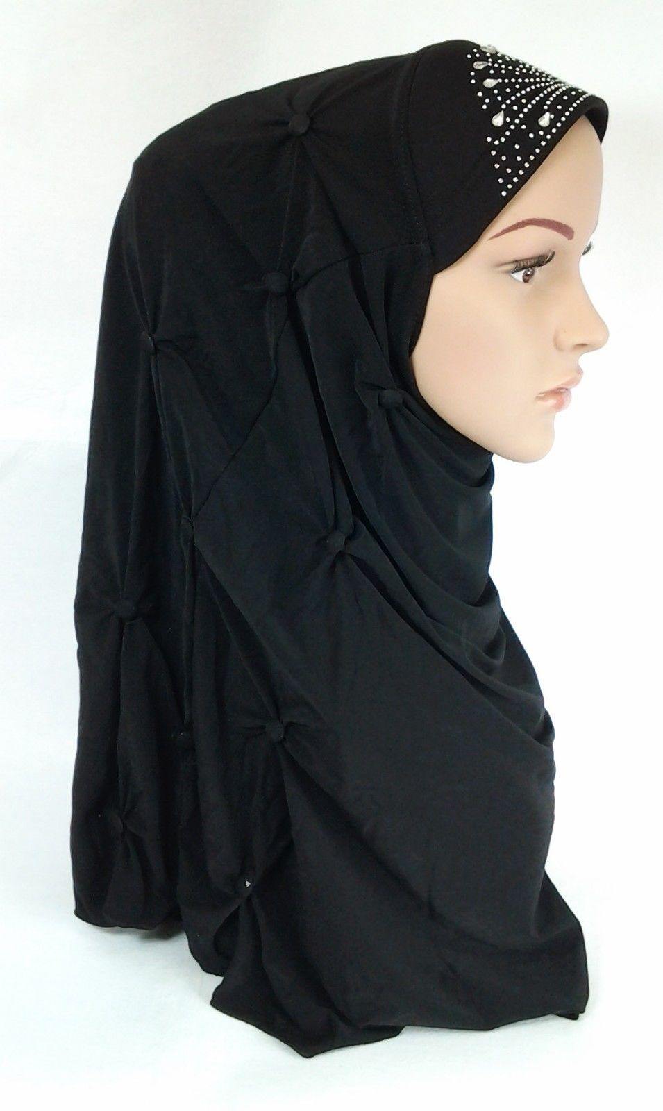 Crystal Hemp Over Chest Hijab Muslim Scarf Islamic Amira Hijab