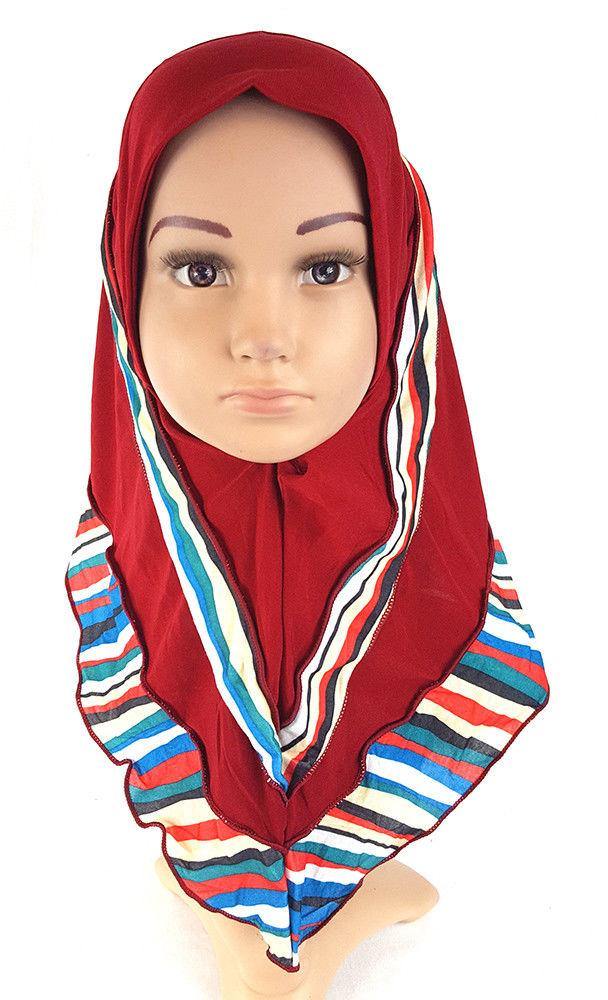 Crystal Hemp Kids Toddler Children Islamic Hijab Islamic Scarf Shawls -0102