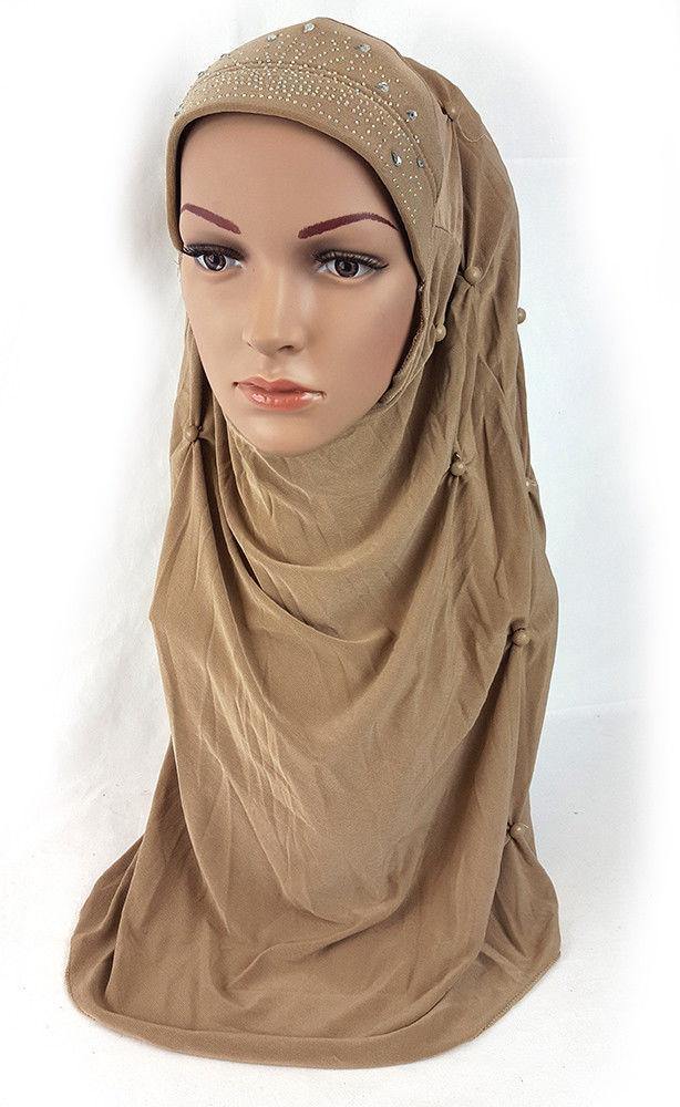 Crystal Hemp Over Chest Hijab Muslim Scarf Islamic Amira Hijab