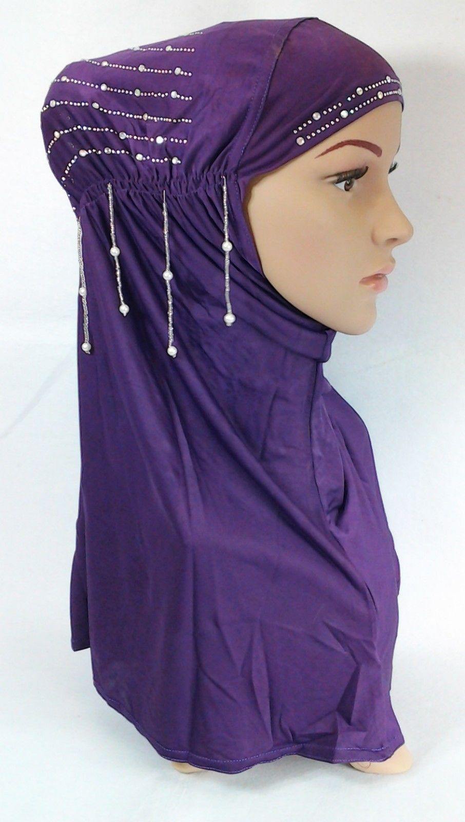 Ice Silk Rhine Stone Hijab Islamic Caps Headwear Arab Scarf ASZ088