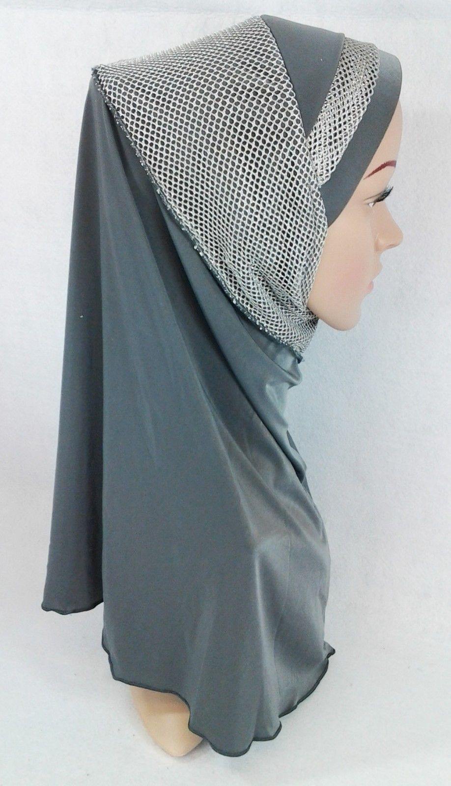 High Quality Viscose Lycra Lace Muslim Hijab Islamic Scarf Shawls Slip-on