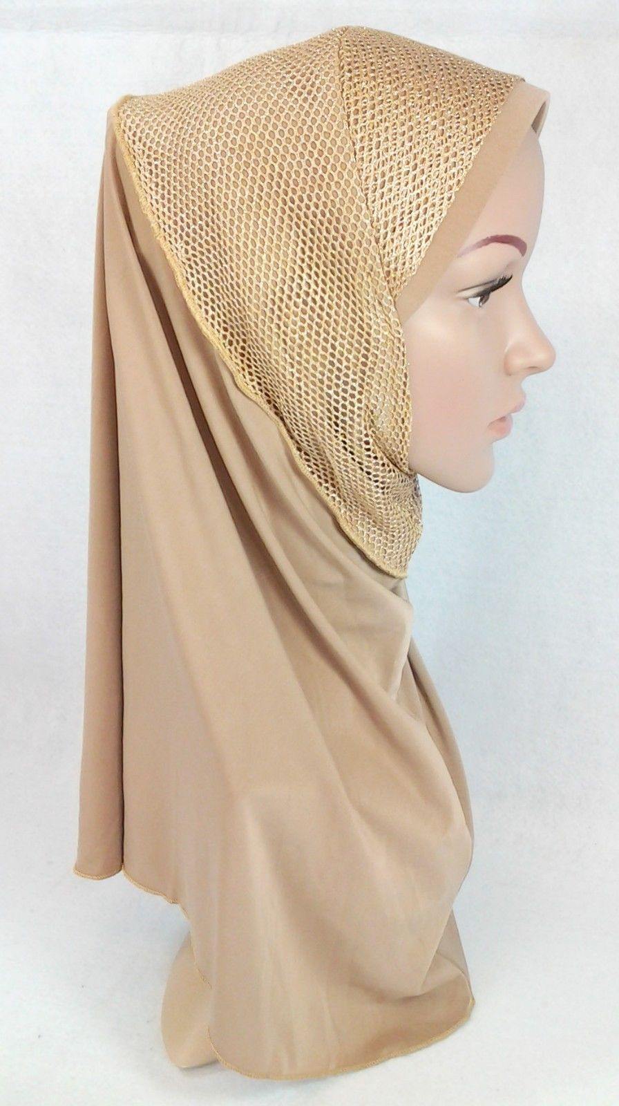 High Quality Viscose Lycra Lace Muslim Hijab Islamic Scarf Shawls Slip-on