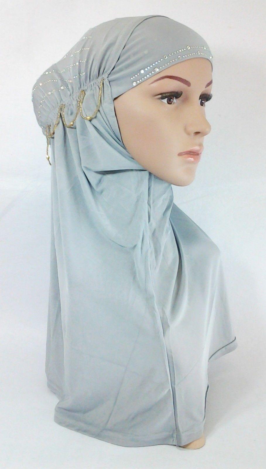 Polyester Ice Silk RhineStone Hijab Muslim Scraf Islamic Amira ASZ089A