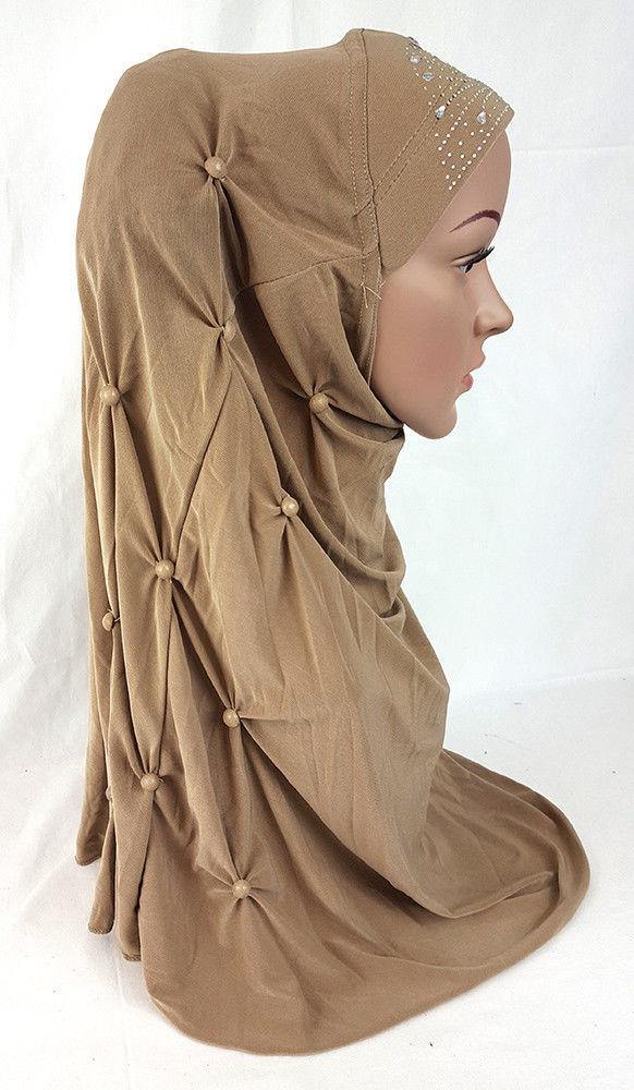 Crystal Hemp Over Chest Hijab Muslim Scarf Islamic Amira Hijab