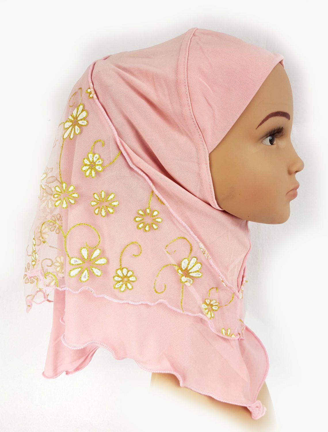 Crystal Hemp Toddler Children Kids Hijab Islamic Scarf Shawls -7270