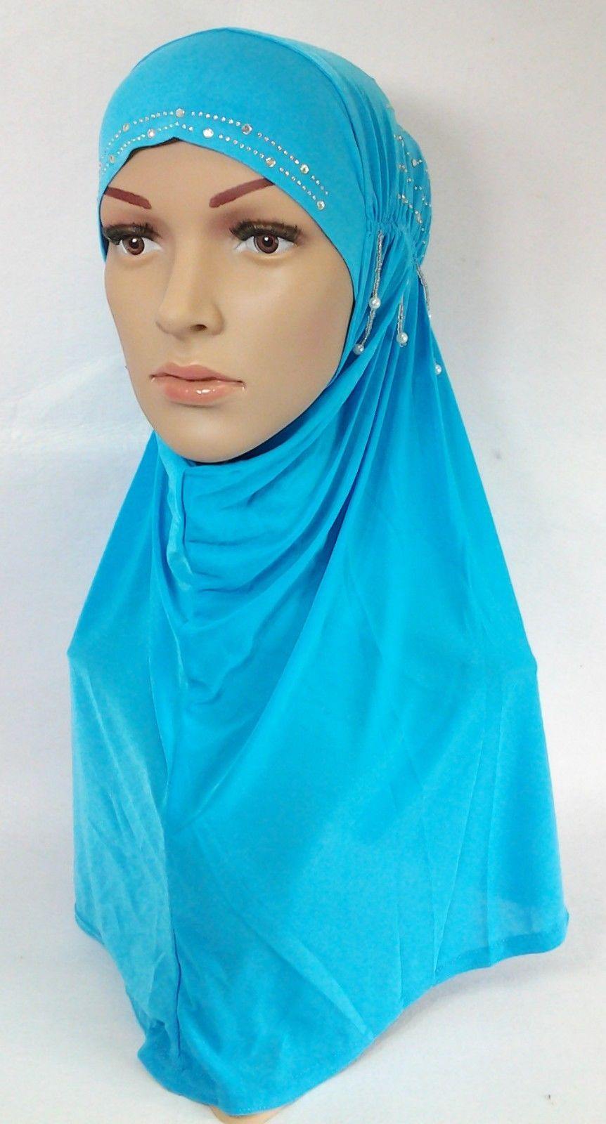 Ice Silk Rhine Stone Hijab Islamic Caps Headwear Arab Scarf ASZ088