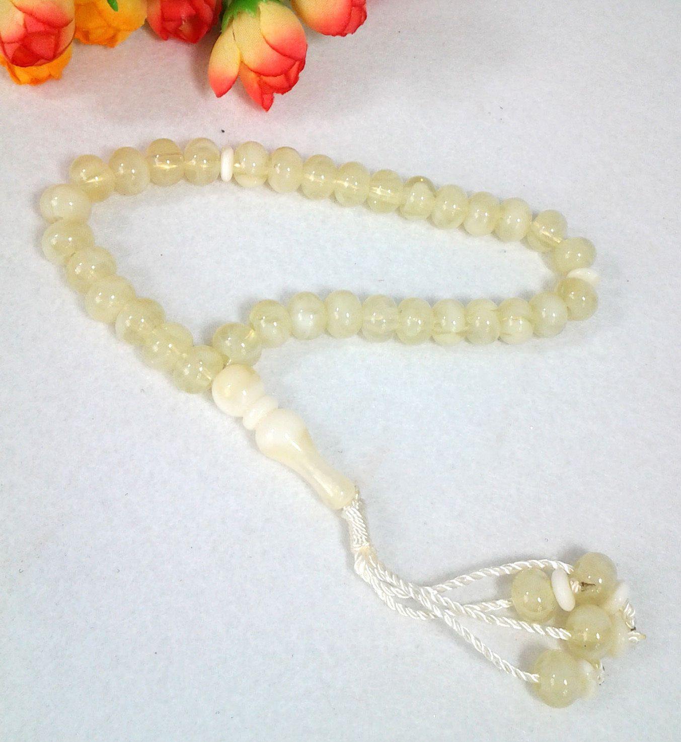 Acrylic White TESBÄ°H Islamic Prayer Beads tasbih MASBAHA Misbaha Tasbeeh