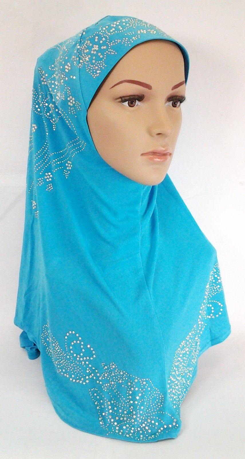 One-Piece Rhinestone Muslim Hijab Scarf Viscose CrystalHemp