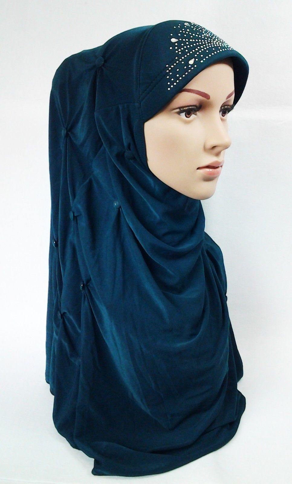 Crystal Hemp Over Chest Hijab Muslim Scarf Islamic Amira Hijab