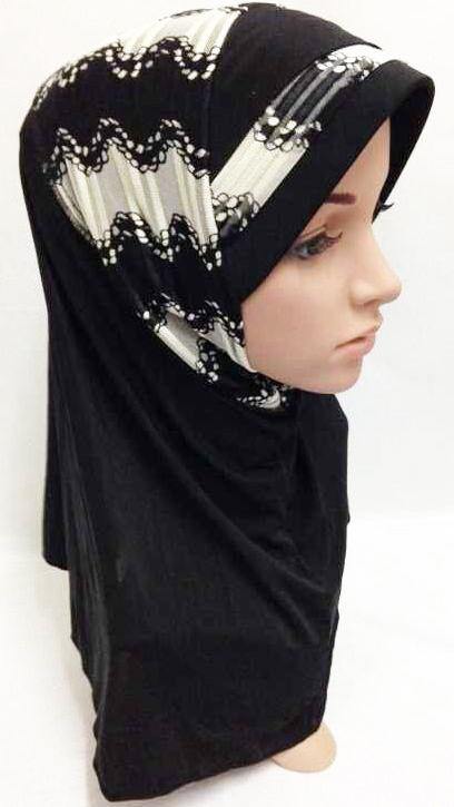 Viscose Ice Silk Lace Black Muslim Hijab Islamic Scarf Shawls