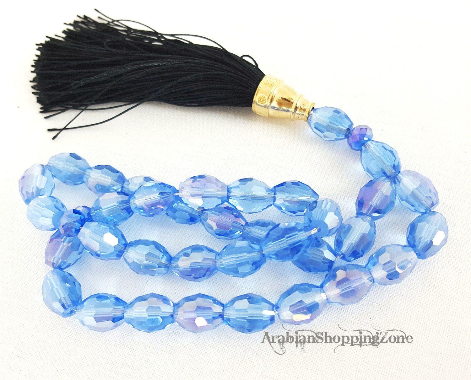 Islamic Salah 12mm Sapphire Crystal Prayer Beads 33 Mesbaha